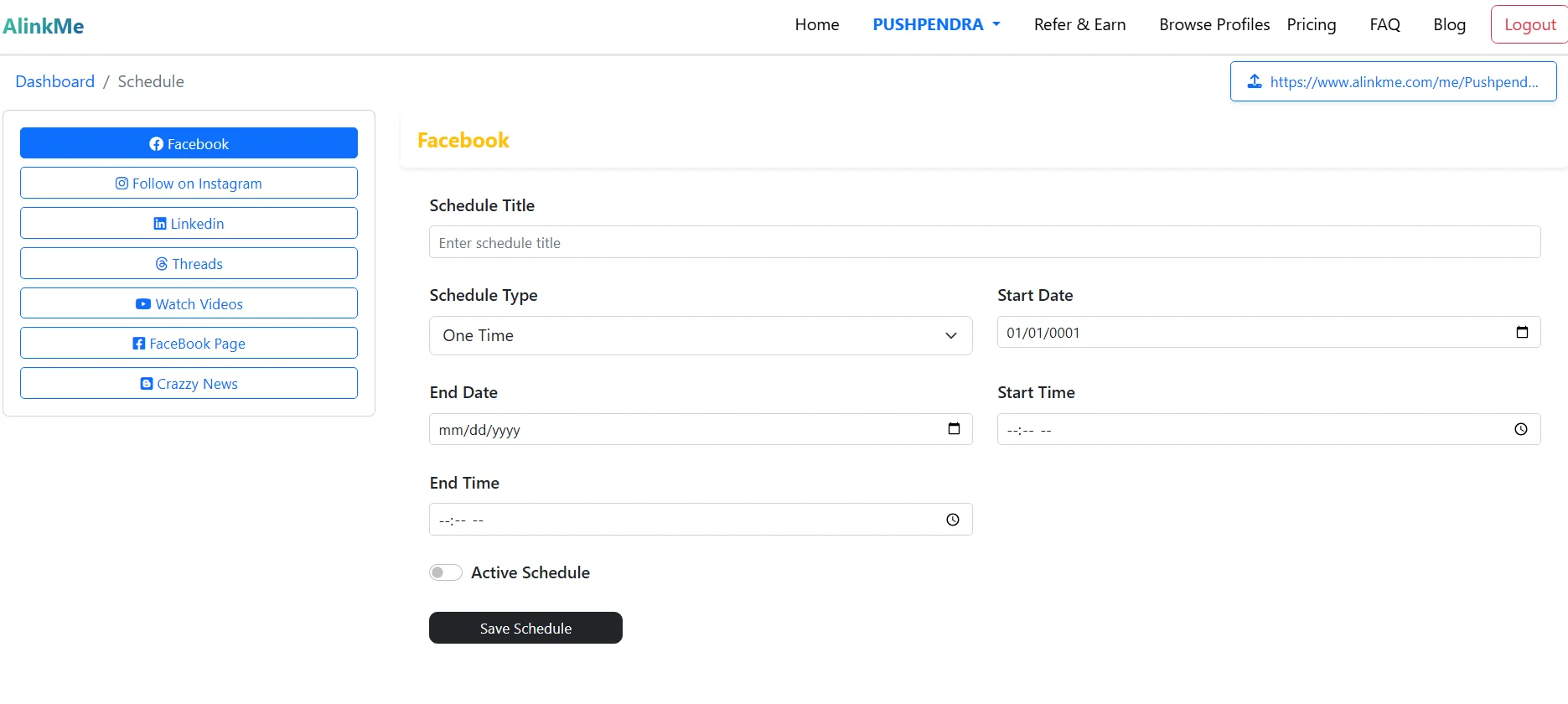 AlinkMe Schedule Links | Automate Links by Time, Day & Date