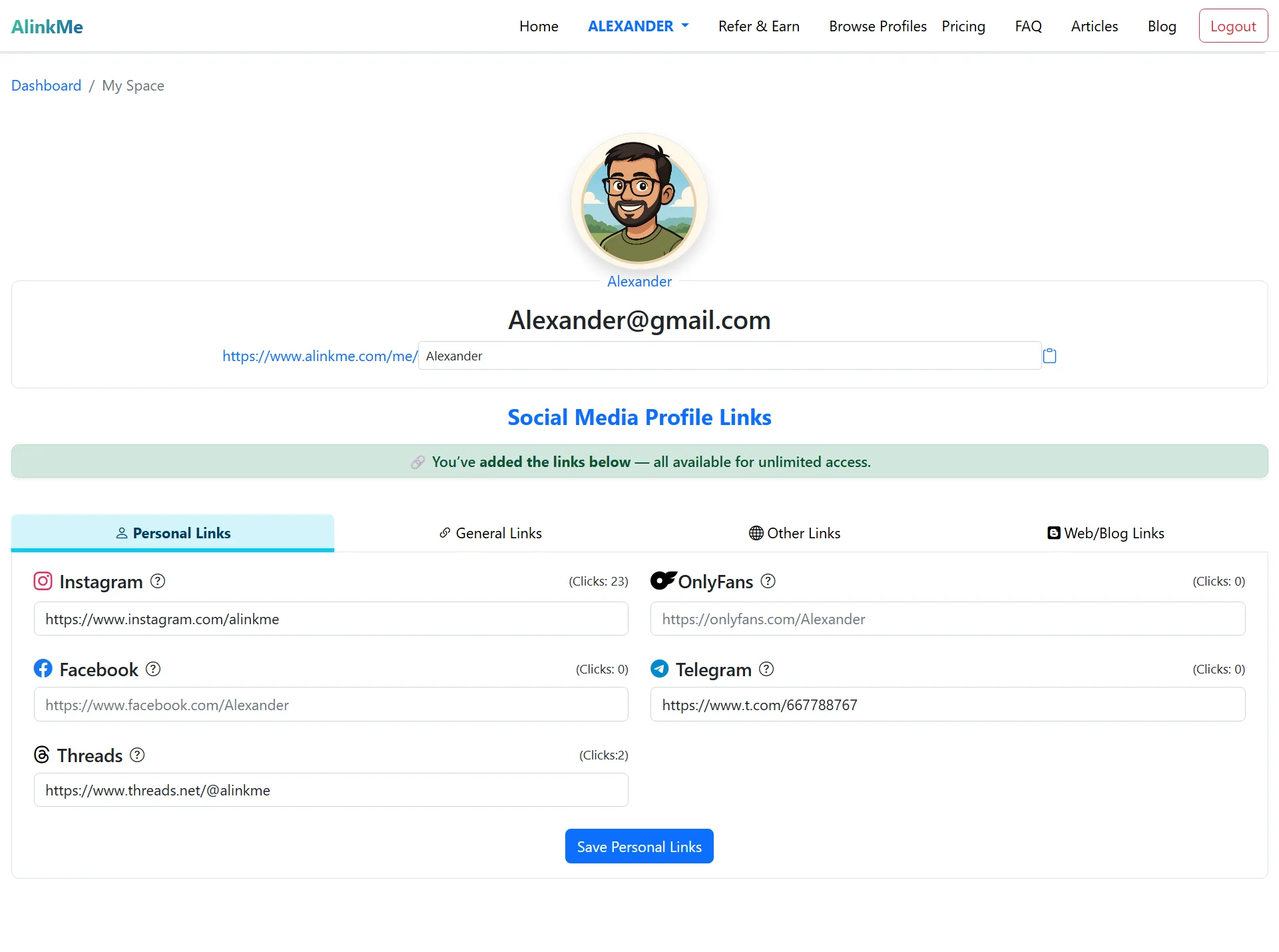 Login to AlinkMe & Add Instagram Link in MySpace | AlinkMe G