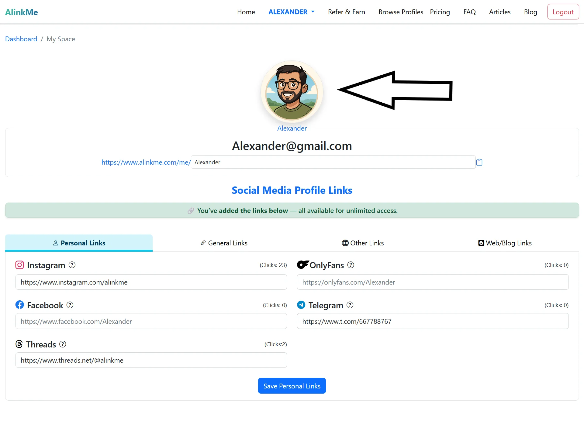 Login to AlinkMe, Add Profile Image | MySpace Guide