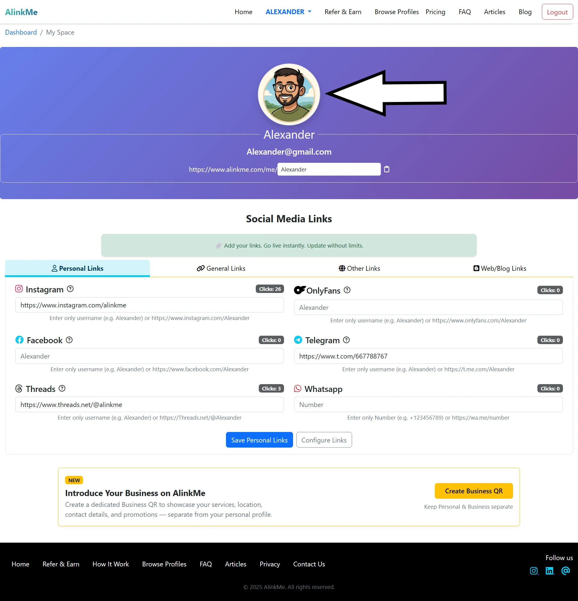 Login to AlinkMe, Add Profile Image | MySpace Guide