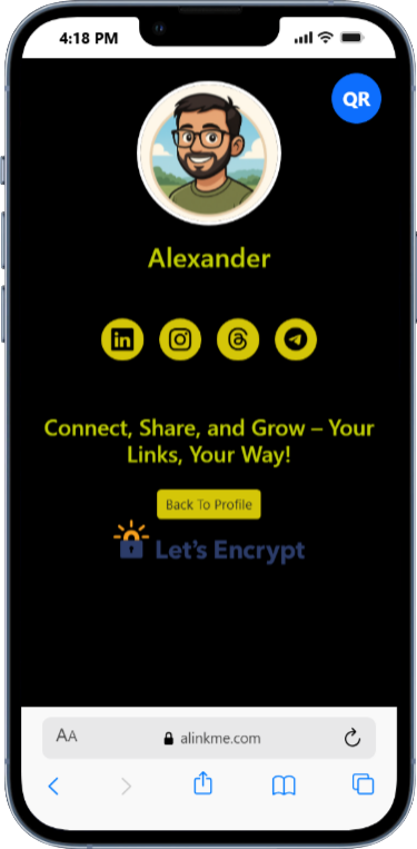 AlinkMe icon button theme customization for bio link profile page