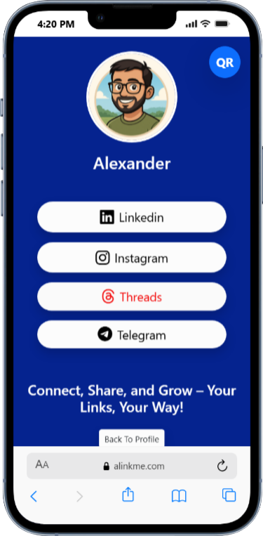 AlinkMe round button theme customization for link in bio page