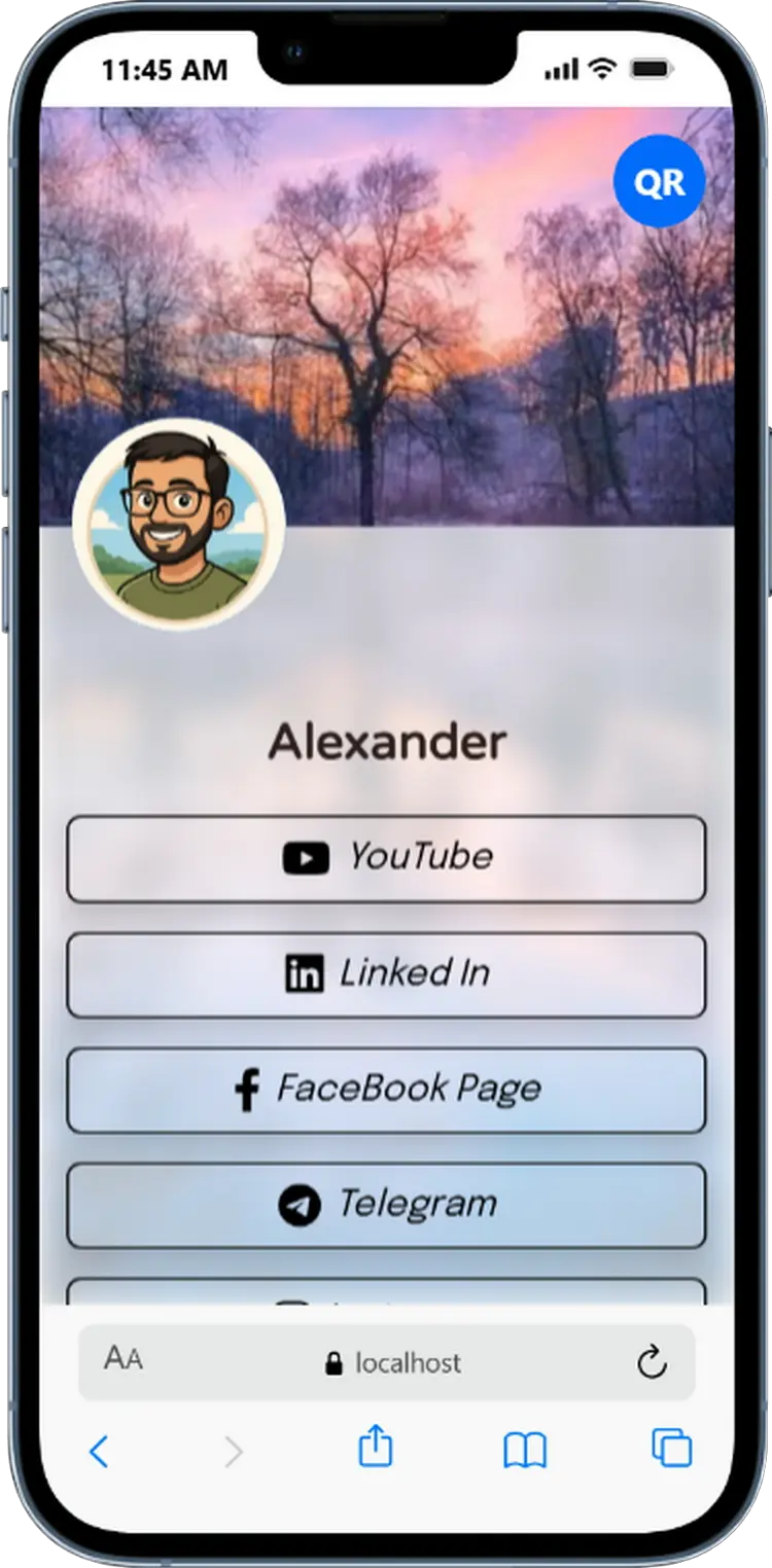 AlinkMe banner, hero with position theme customization for link in bio profile page