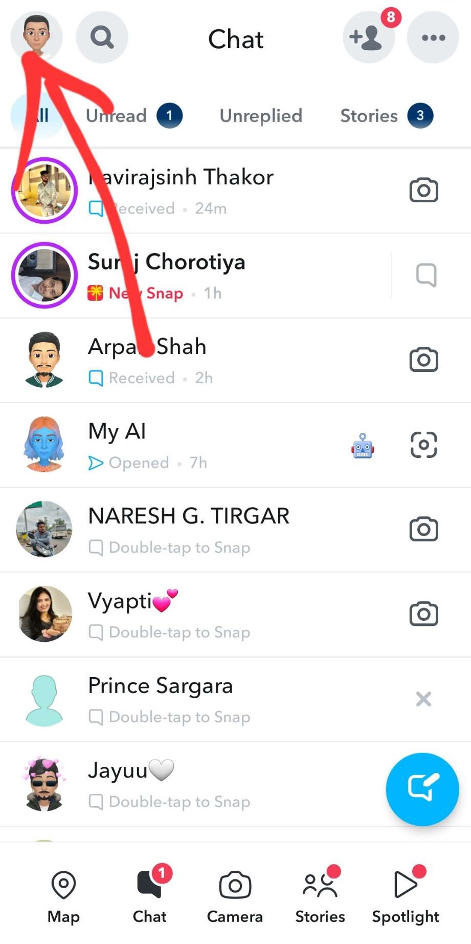 Snapchat Profile - Step 1